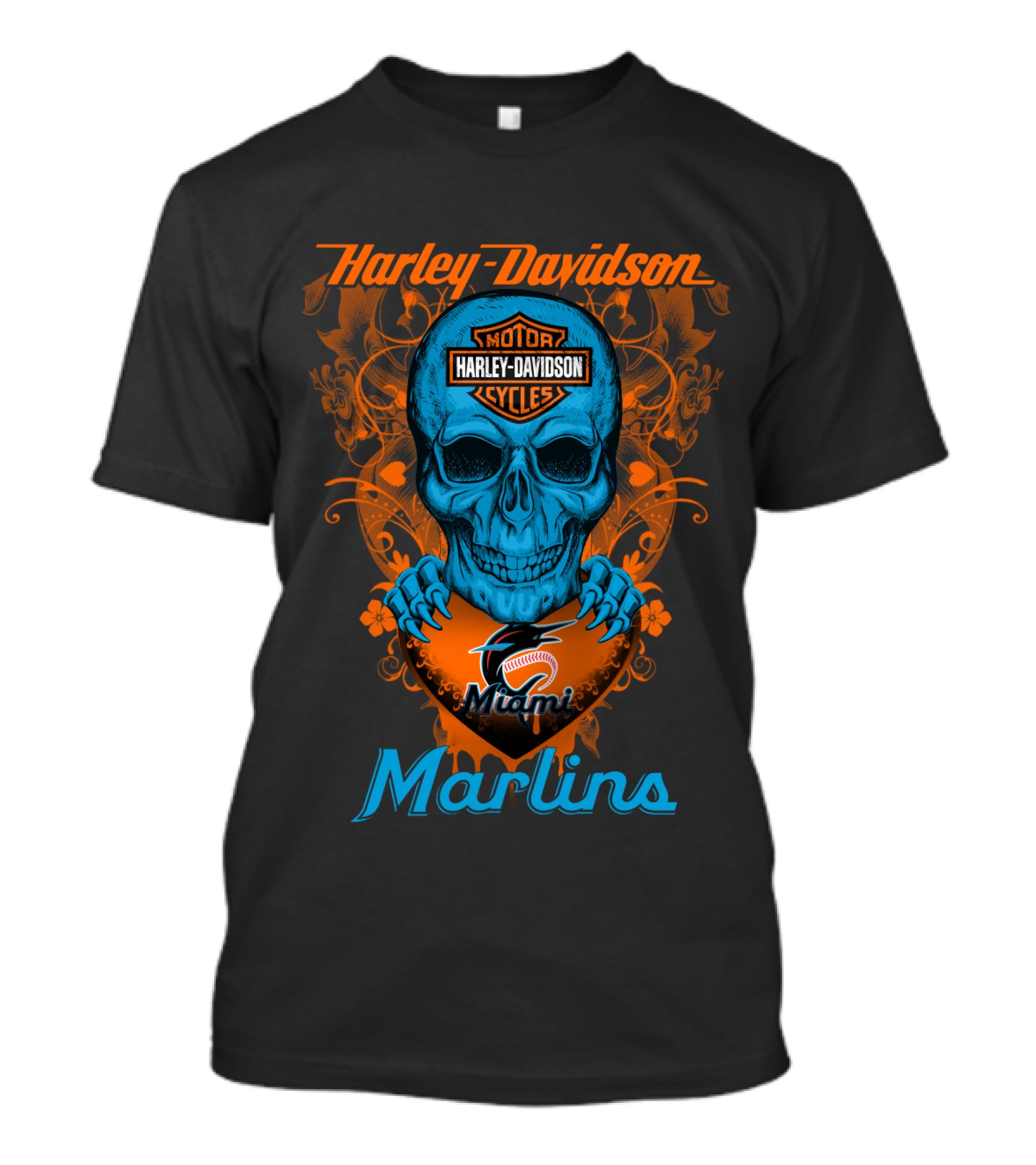 Harley Davidson Miami Marlins Skull T-Shirt
