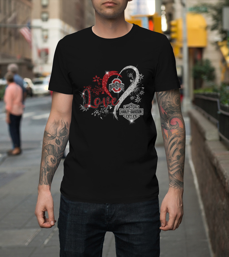 Love Ohio State Buckeyes Harley Davidson Motorcycles T-Shirt