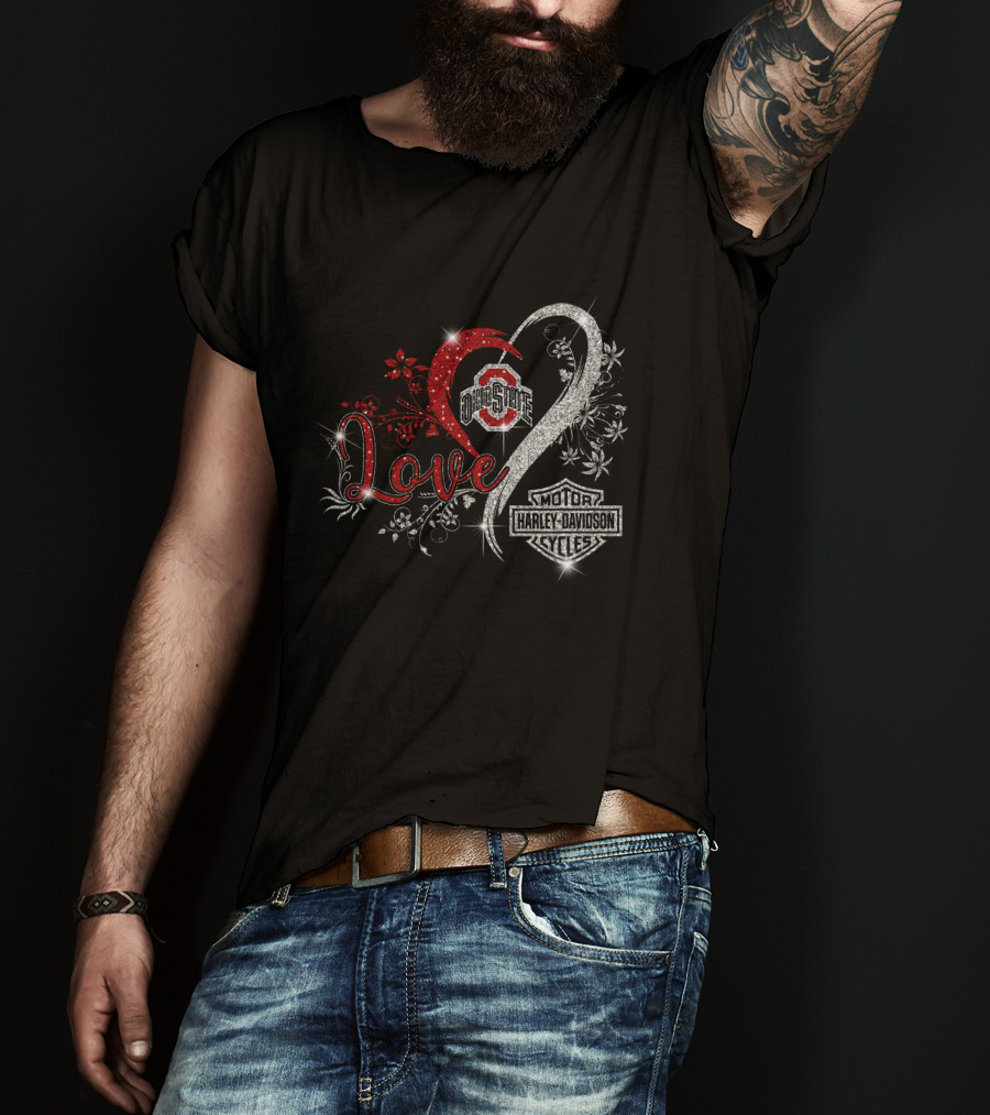 Love Ohio State Buckeyes Harley Davidson Motorcycles T-Shirt