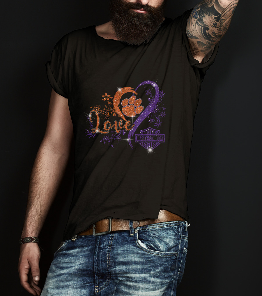 Love Clemson Tigers Harley Davidson Motorcycles T-Shirt