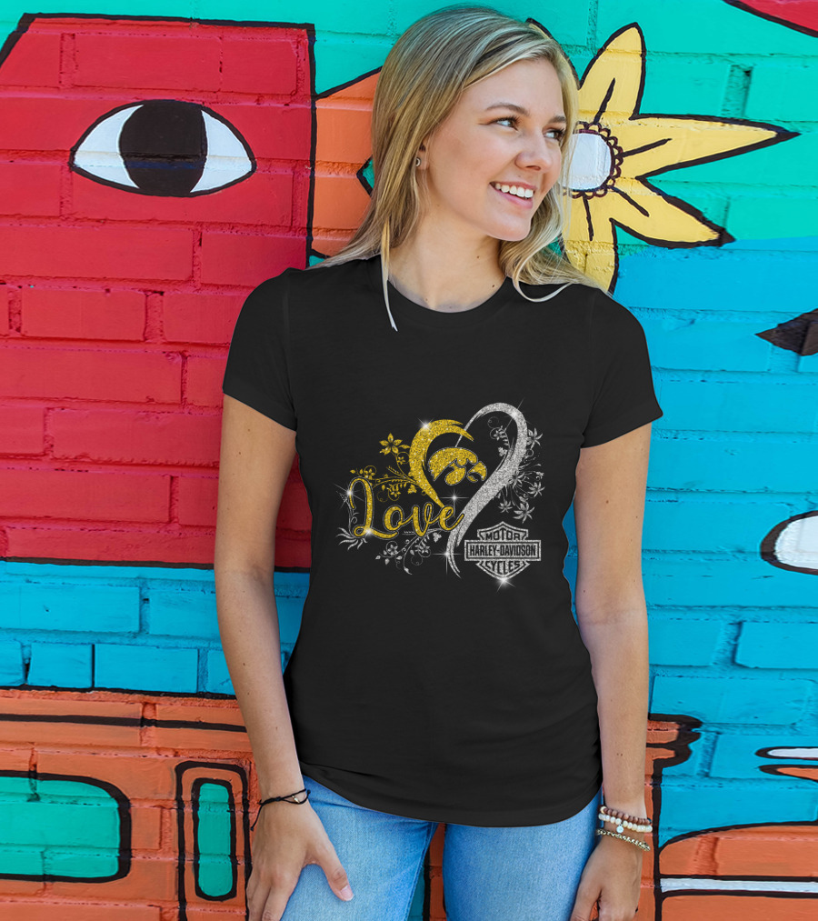 Love Iowa Hawkeyes Harley Davidson Cycles T-Shirt