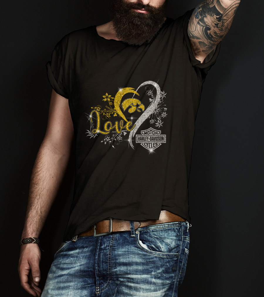 Love Iowa Hawkeyes Harley Davidson Cycles T-Shirt