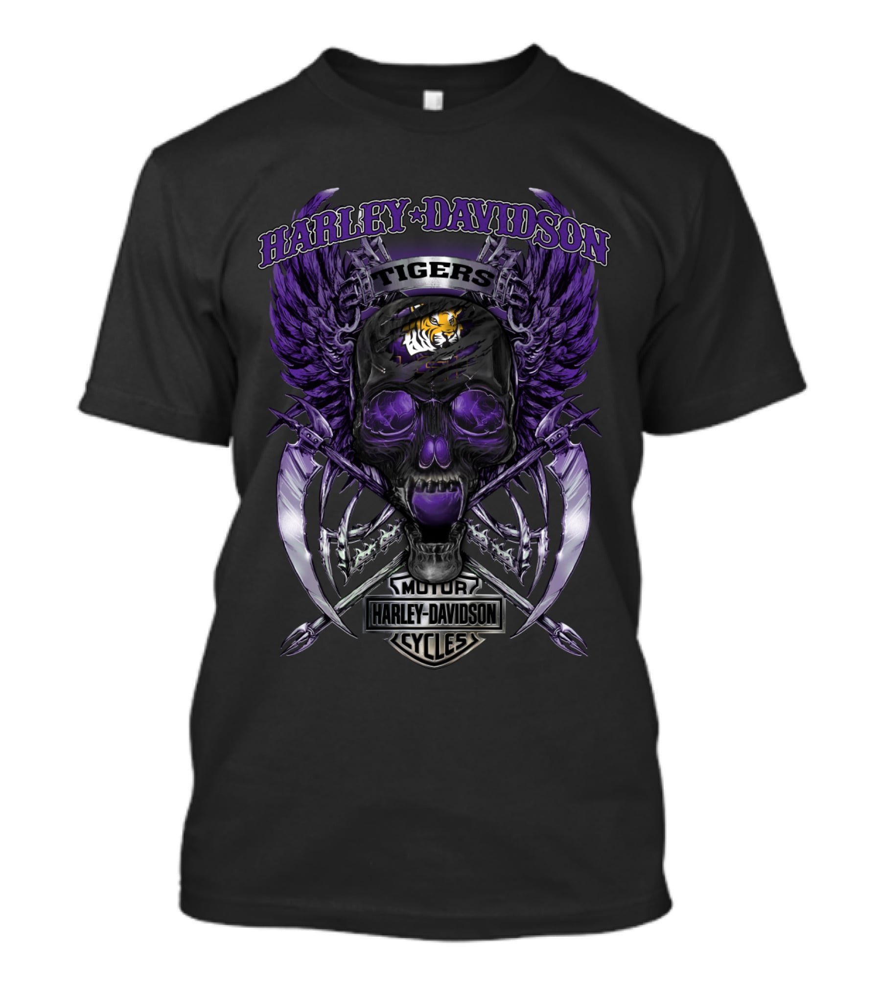 Harley Davidson Tigers Motor Cycles Lsu T-Shirt