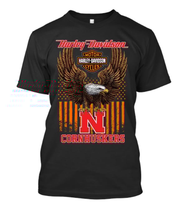 Harley Davidson Motor Cycles Eagle Nebraska Cornhuskers T-Shirt