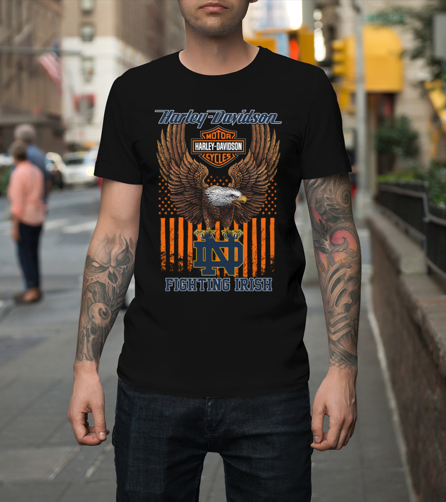 Harley Davidson Notre Dame Fighting Irish Motorcycle Cycles Eagle T-Shirt