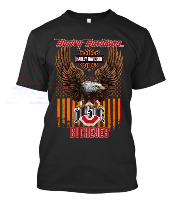 Harley Davidson Motor Cycles Ohio State Buckeyes Eagle T-Shirt