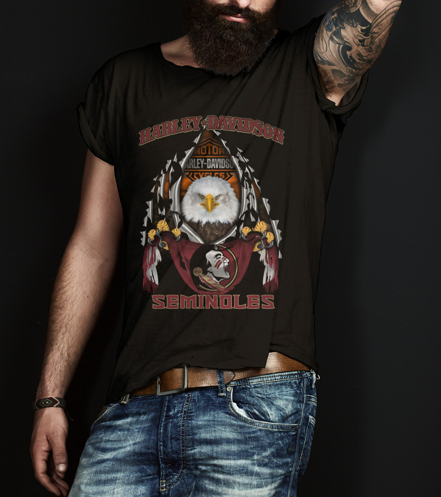 Harley Davidson Seminoles Florida State Ncaa Bald Eagle T-Shirt