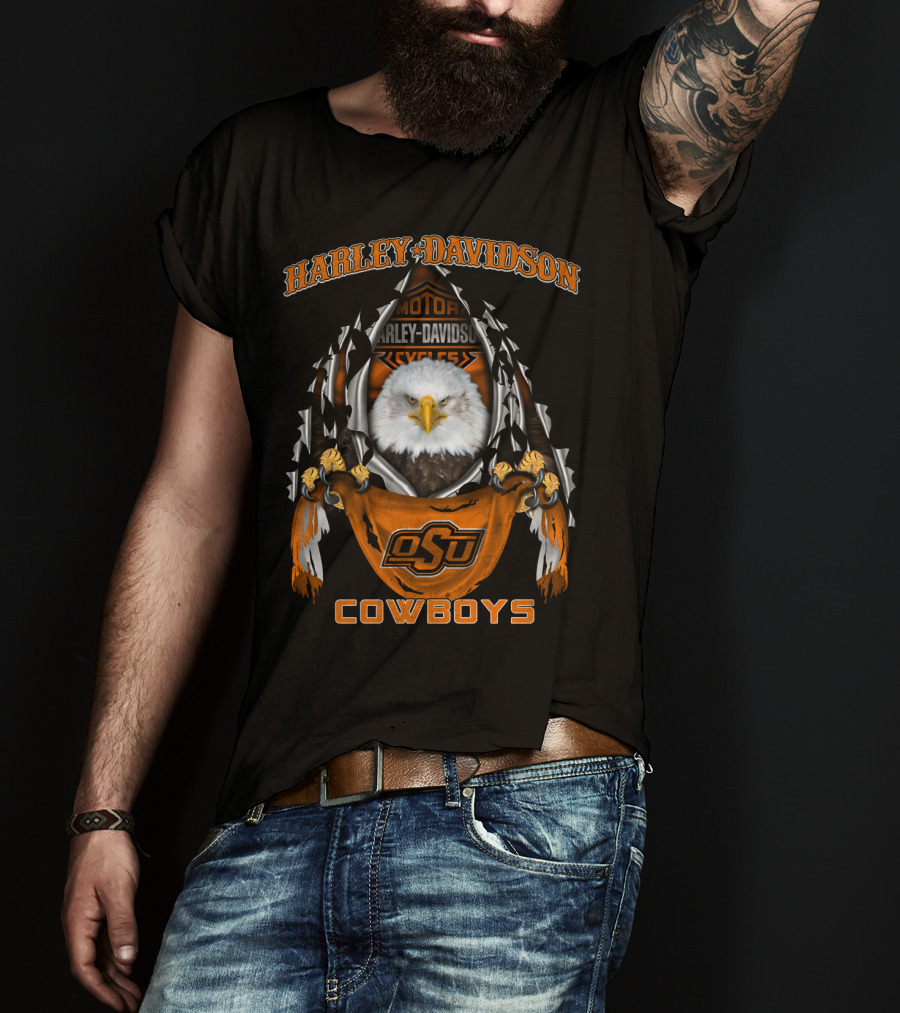 Harley Davidson Osu Cowboys Eagle Motorcycles T-Shirt