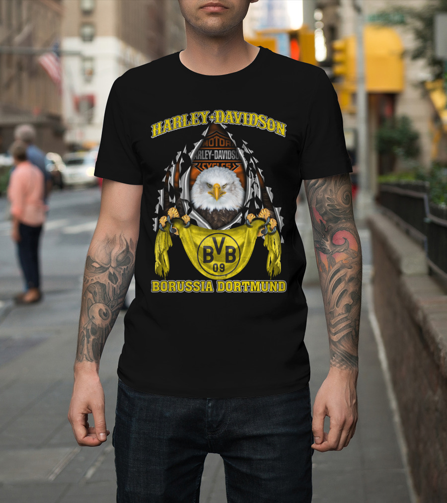 Harley Davidson Bvb 09 Borussia Dortmund Eagle Motor Cycles T-Shirt