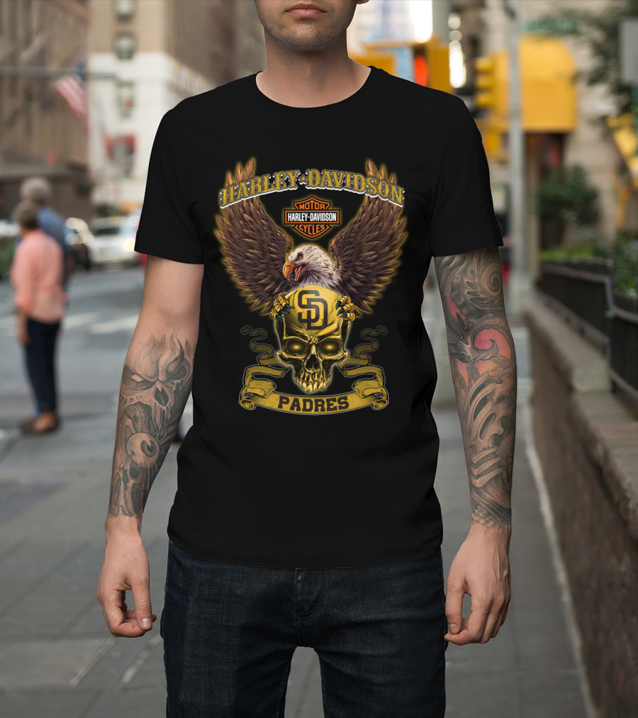 Harley Davidson Motor Cycles Sd Padres T-Shirt