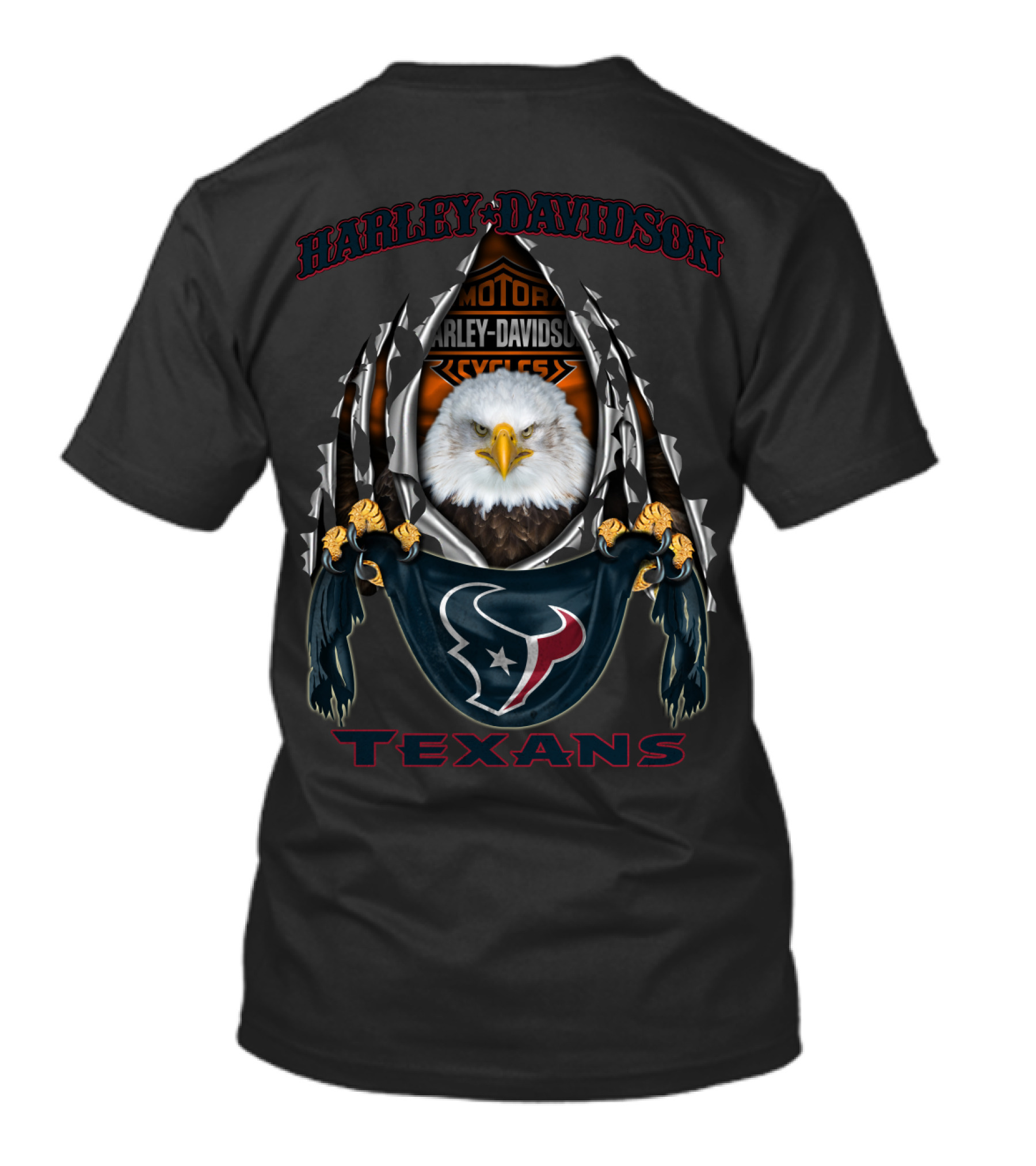 Harley Davidson Motorcycles Eagle Houston Texans T-Shirt