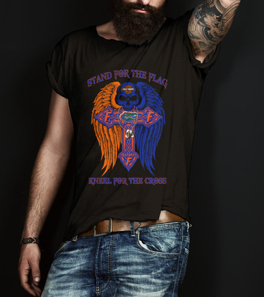 Stand For The Flag Kneel For The Cross Florida Gators Harley Davidson T-Shirt