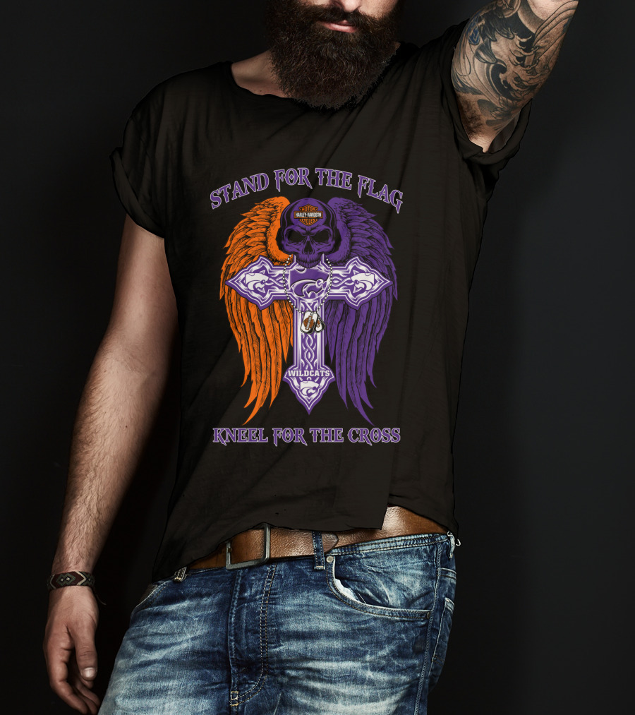Stand For The Flag Kneel For The Cross Kansas State Wildcats T-Shirt