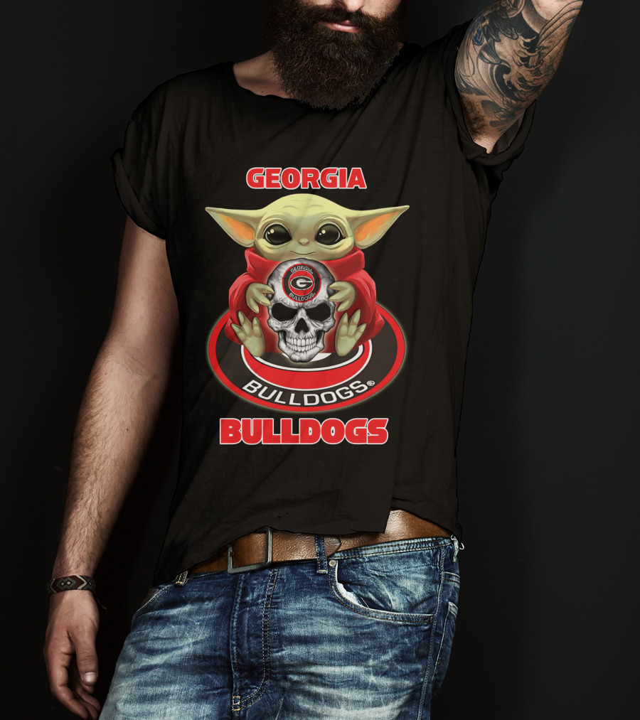 Georgia Bulldogs Baby Alien Holding Skull T-Shirt
