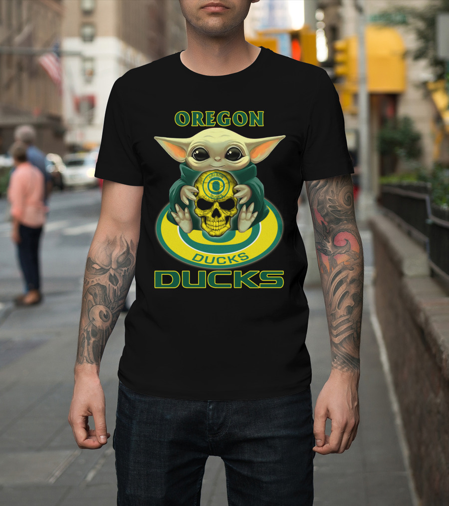 Oregon Ducks Baby Alien Holding Skull T-Shirt