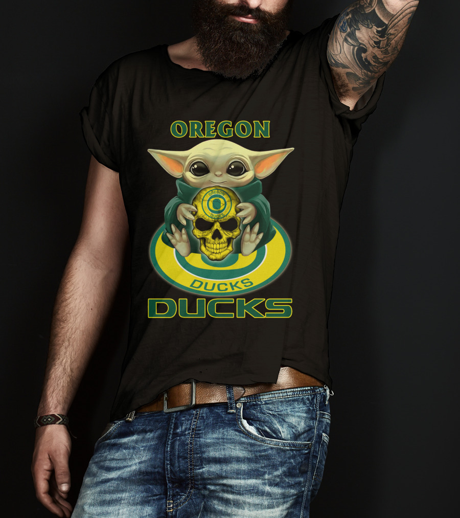 Oregon Ducks Baby Alien Holding Skull T-Shirt