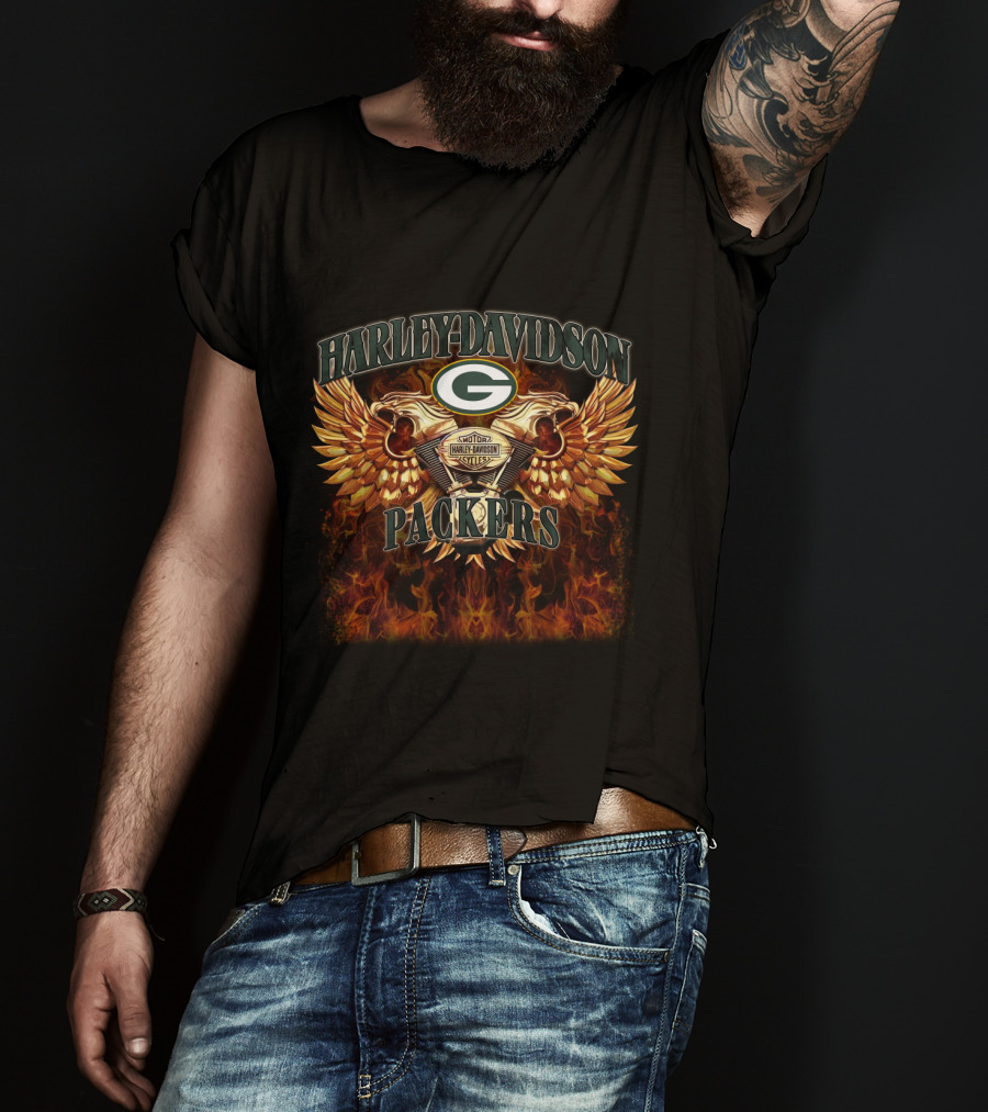 Harley Davidson Green Bay Packers Motor Styles T-Shirt