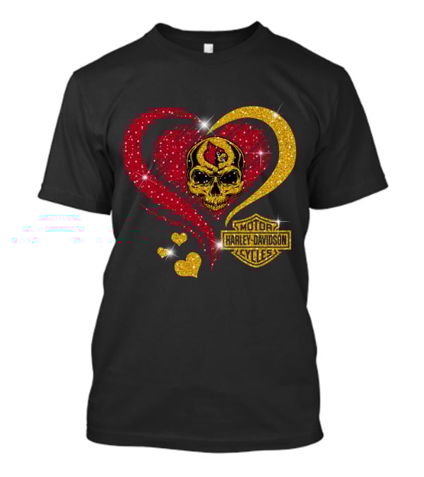 Ncaa Louisville Cardinals Skull Heart Harley Davidson Cycles T-Shirt