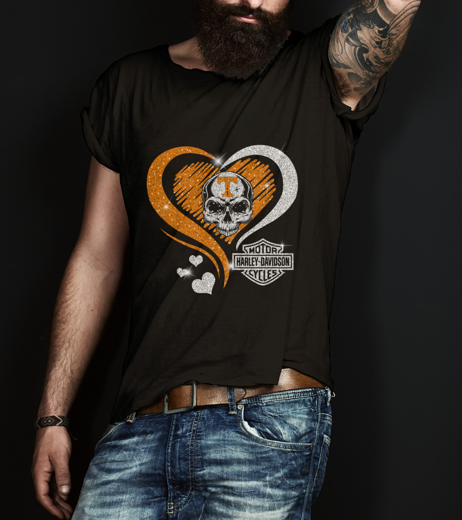 Tennessee Volunteers Skull Heart Harley Davidson T-Shirt