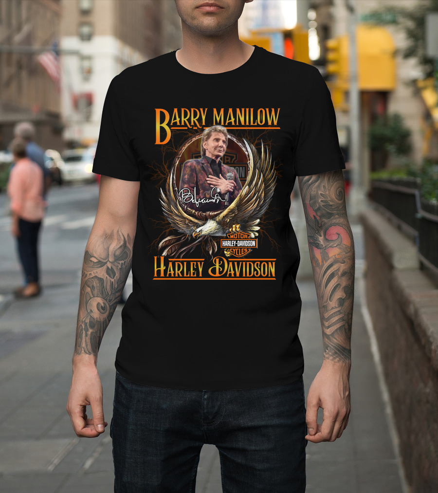 Barry Manilow Harley Davidson Motor Cycles Eagle T-Shirt