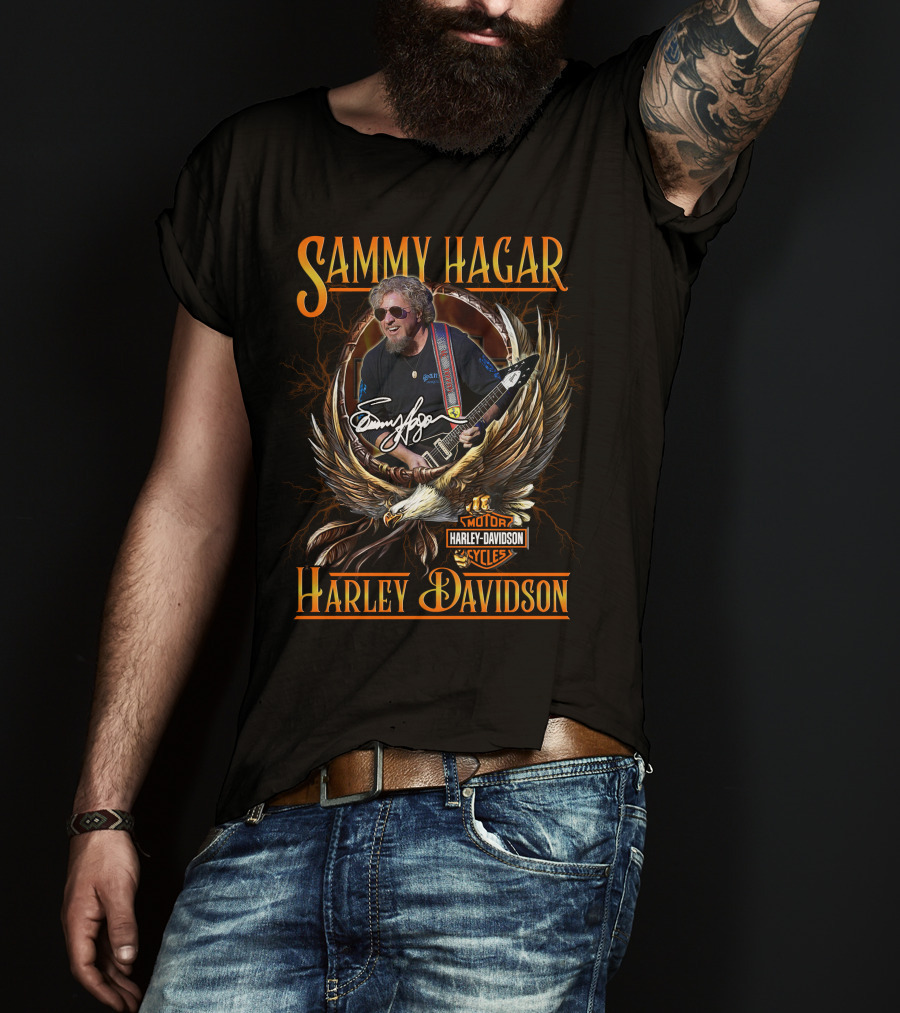 Sammy Hagar Harley Davidson Motor Cycles Eagle Guitar T-Shirt