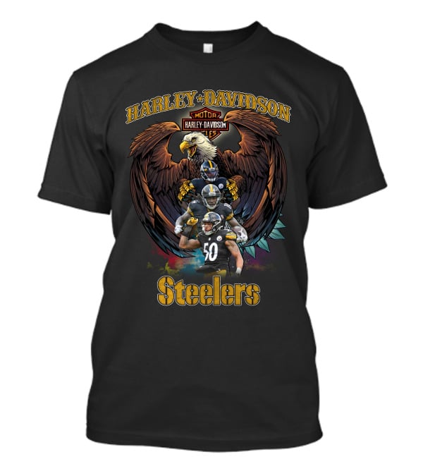 Harley Davidson Motor Cycles Eagle Pittsburgh Steelers T-Shirt