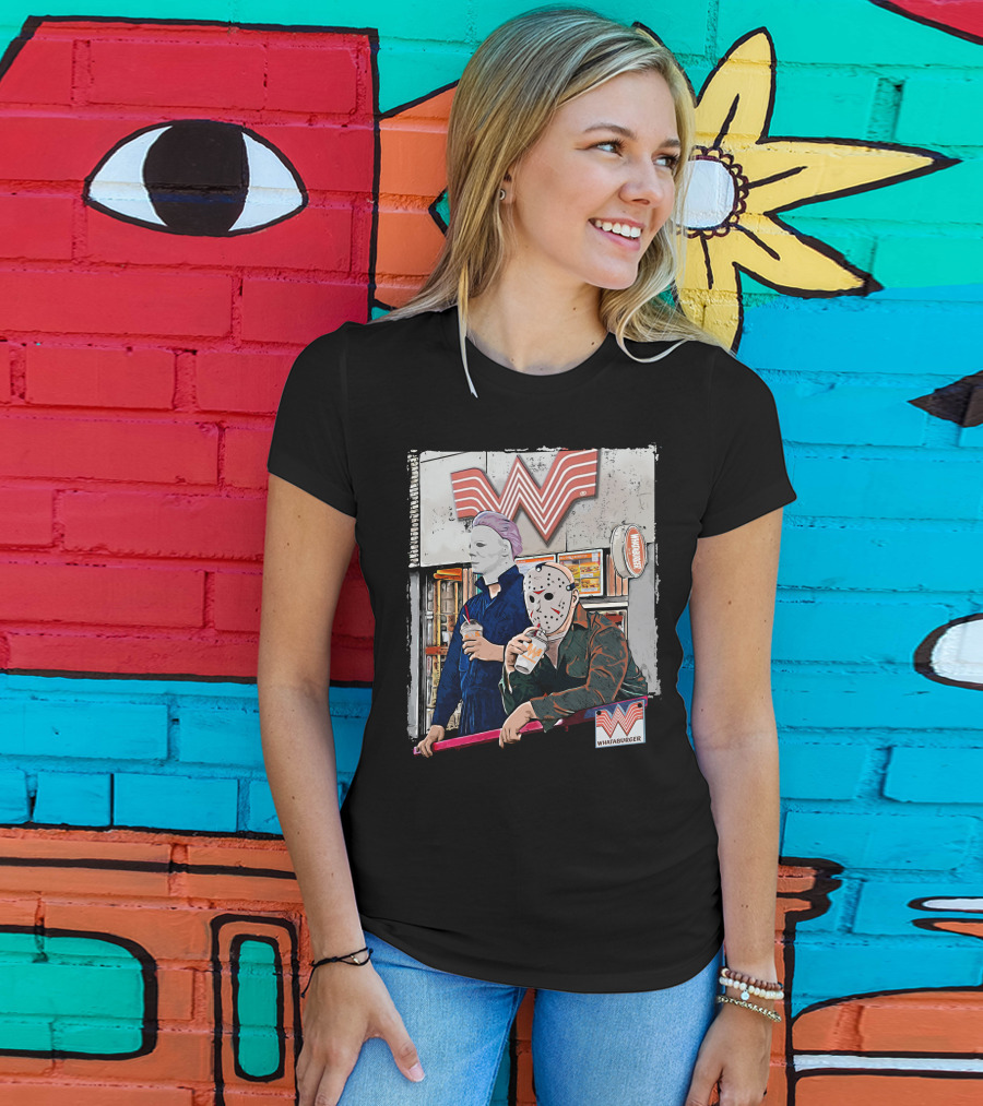 WAB HLW Whataburger Horror Icons With Michael And Hockey Mask T-Shirt