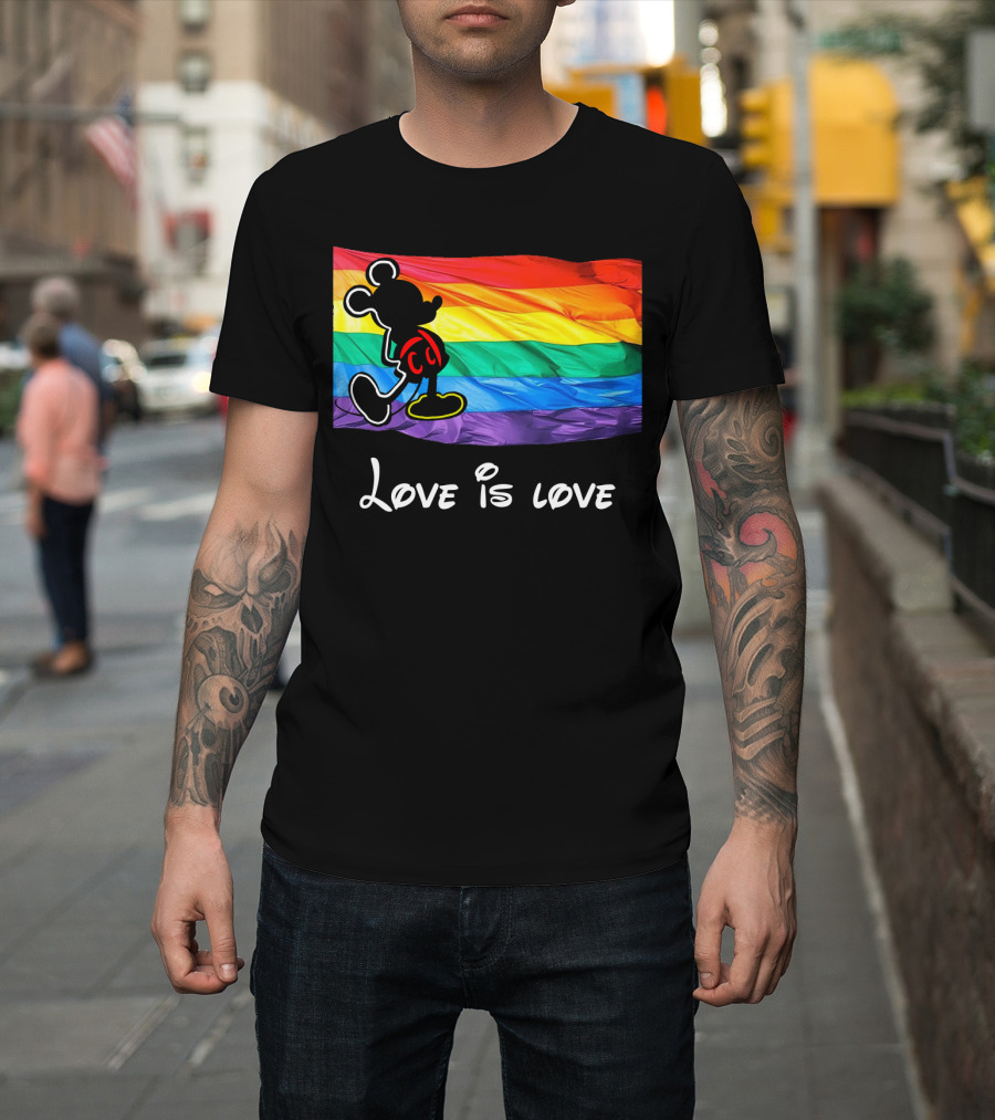Mickey Love Is Love Rainbow Flag T-Shirt