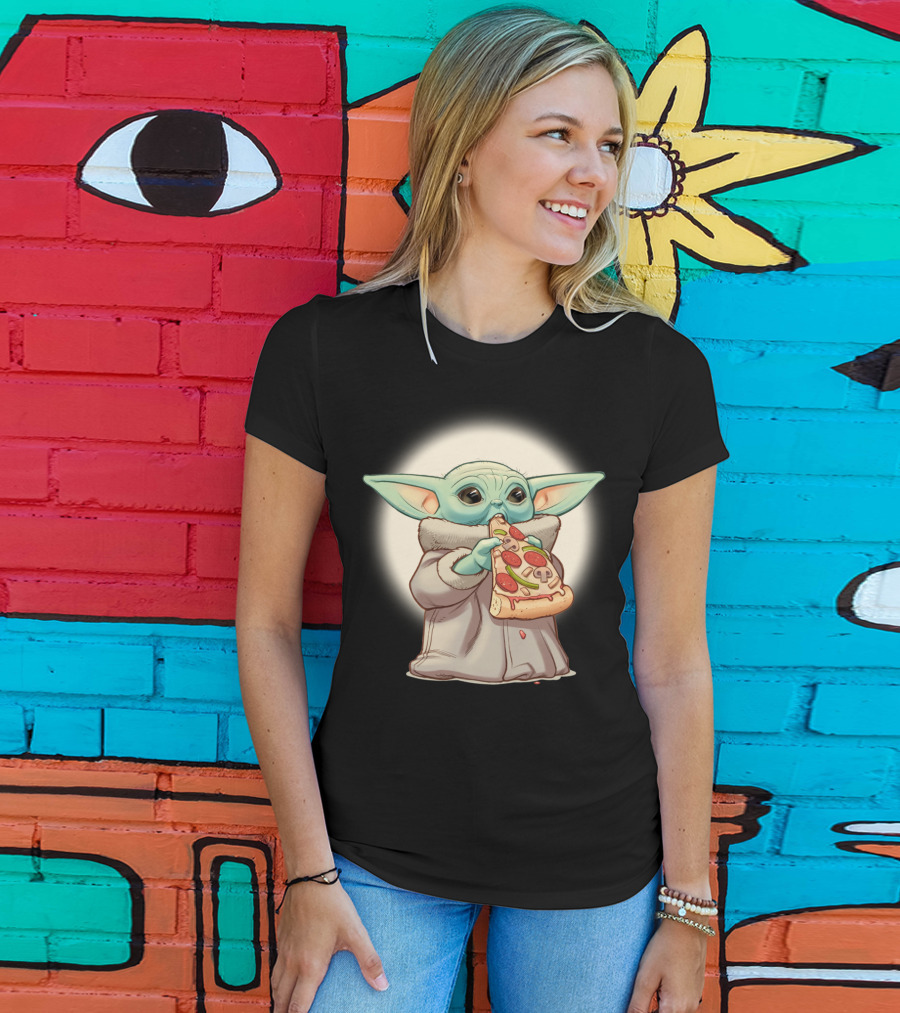 Yoda Eating Pizza Slice Adorable T-Shirt