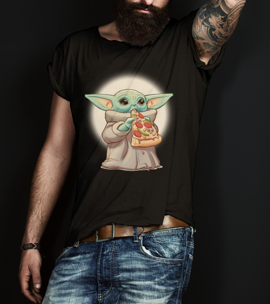 Yoda Eating Pizza Slice Adorable T-Shirt