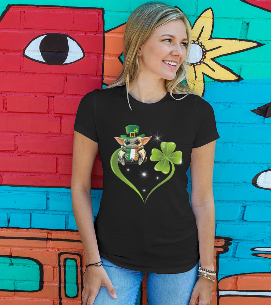 Yoda Shamrock Heart St. Patrick's Day T-Shirt