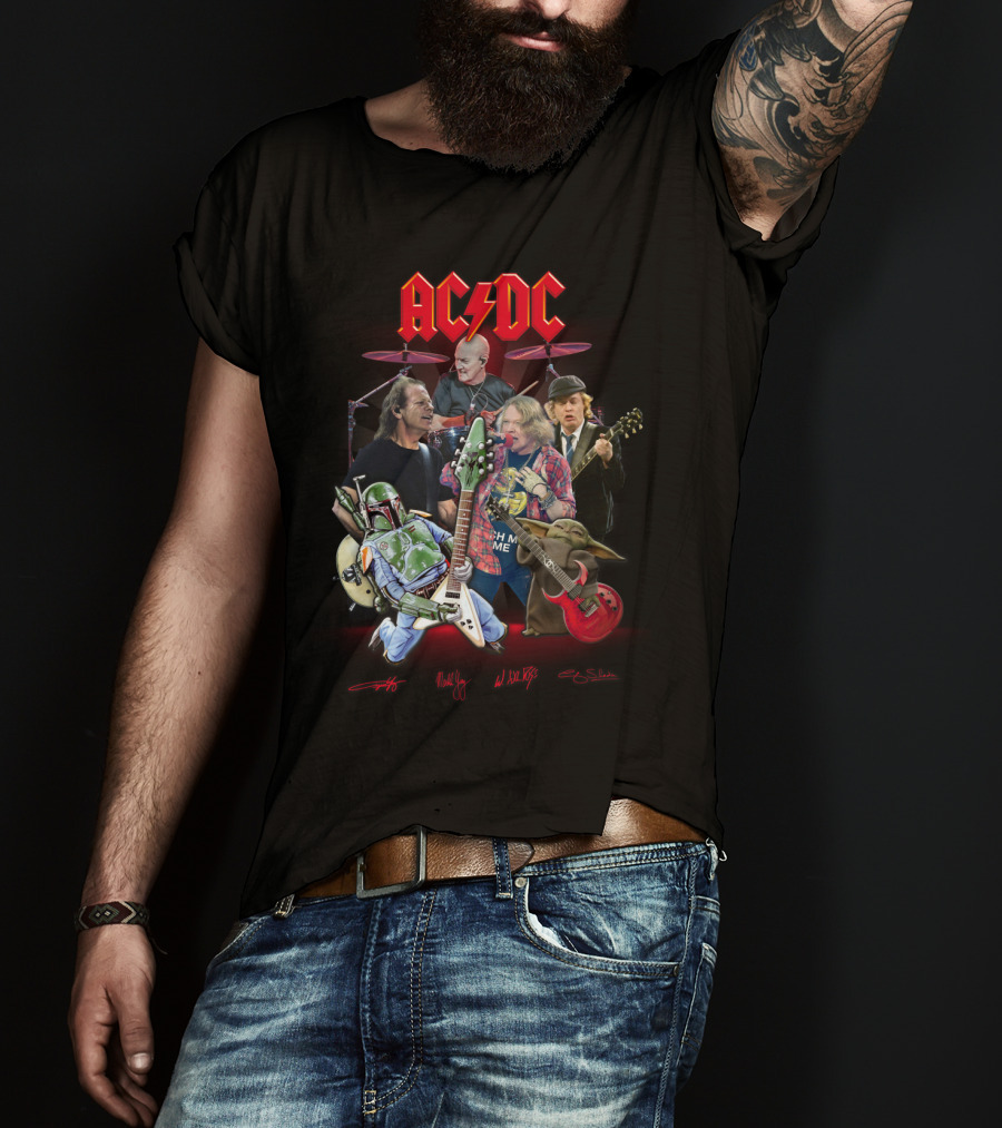 Ac Dc Star Wars Crossover Featuring Boba Fett And Grogu T-Shirt