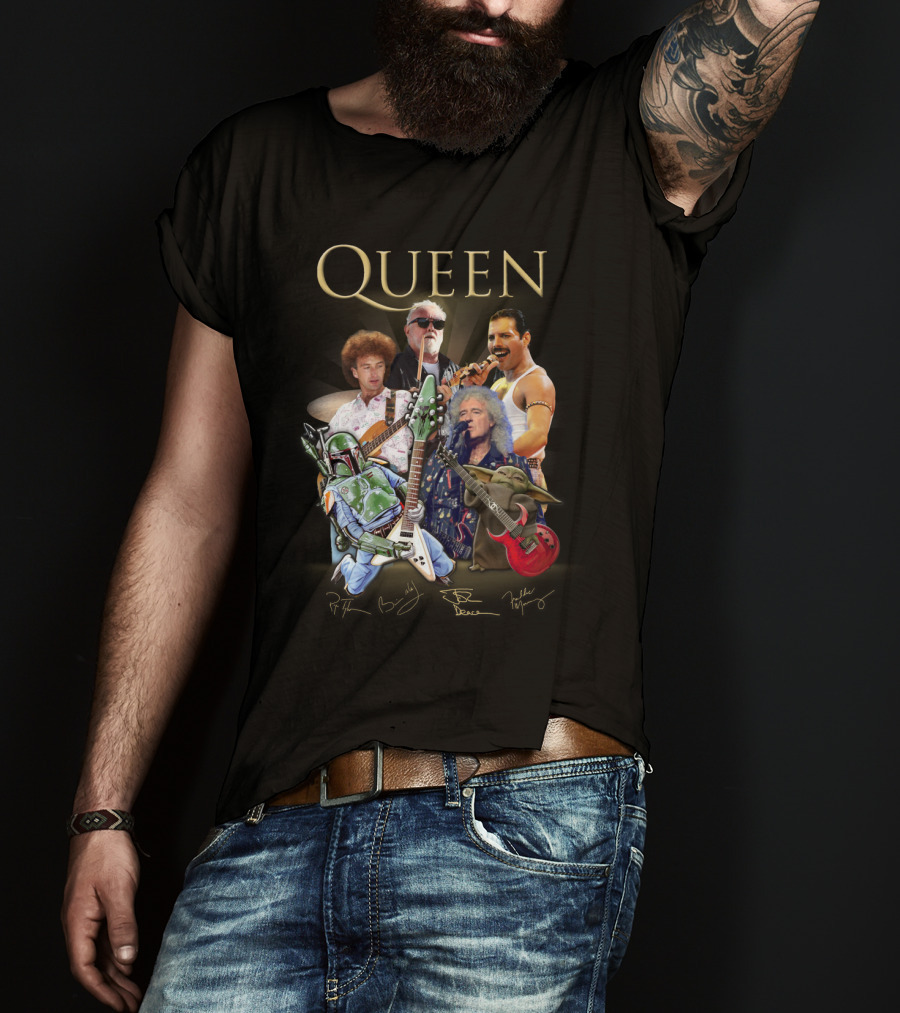 Queen 38 Band Boba Fett Baby Yoda Rock Legends T-Shirt