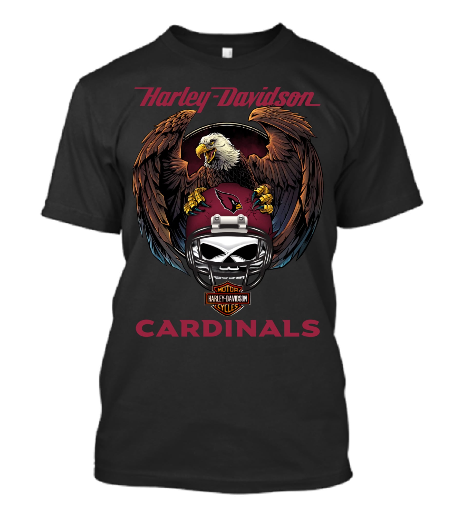 Harley Davidson Cards Eagle Cardinals Helmet T-Shirt