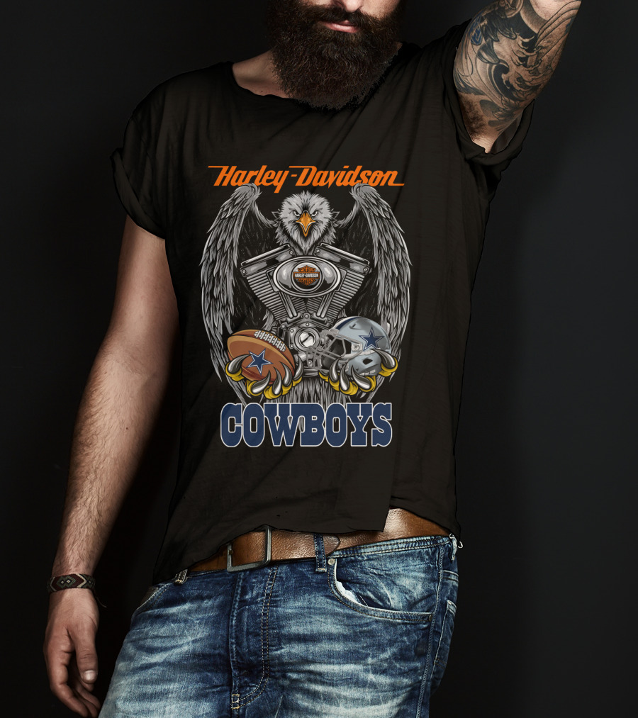 Harley Davidson Cowboys Nfl Dallas Football Eagle Engine T-Shirt