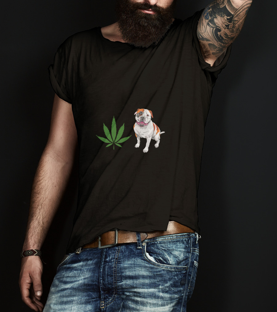 American Bulldog And Cannabis Make Me Happy Humans Make My Head Hurt T-Shirt