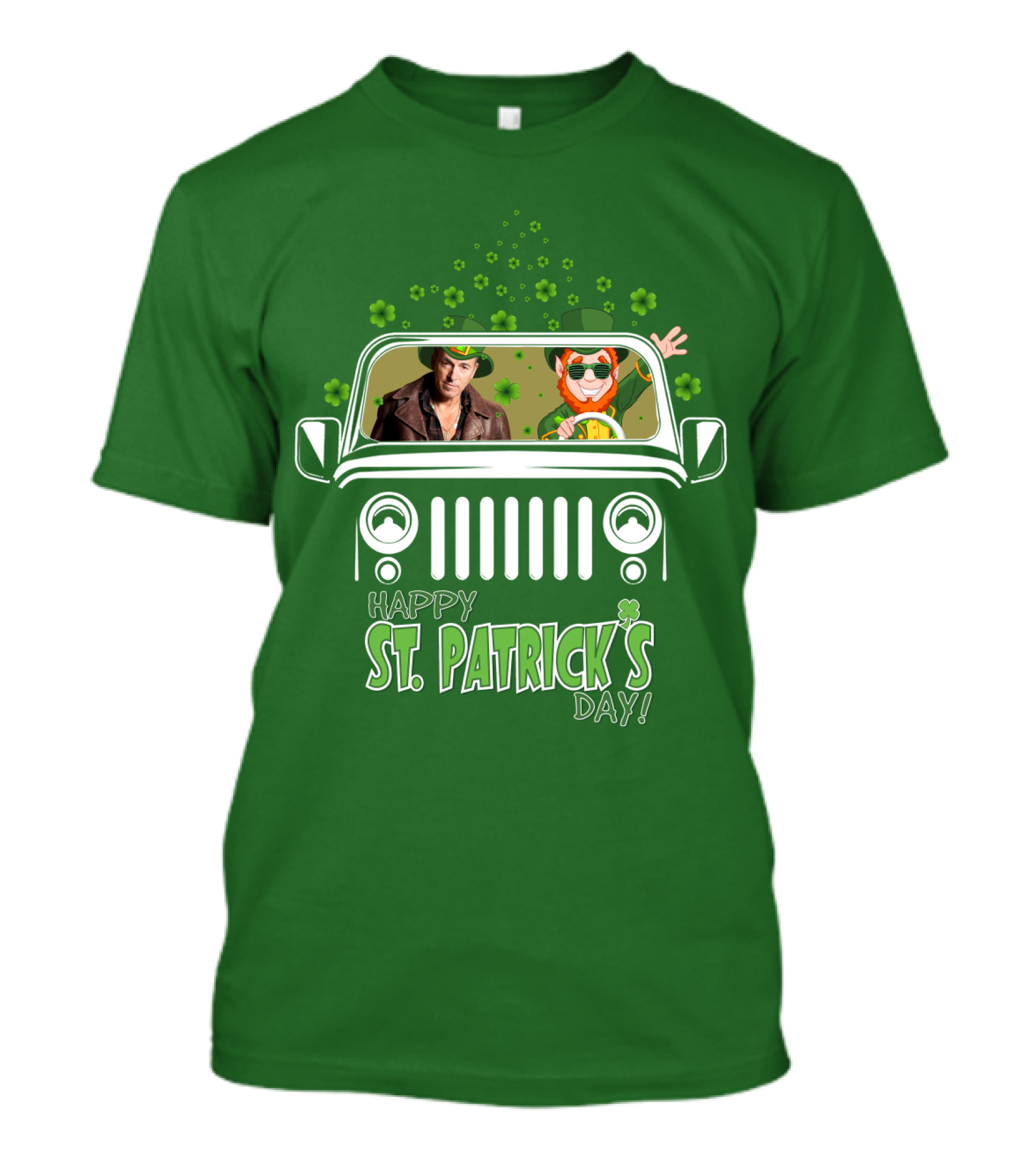 Happy St. Patrick's Day Bruce Springsteen Jeep Shamrock T-Shirt