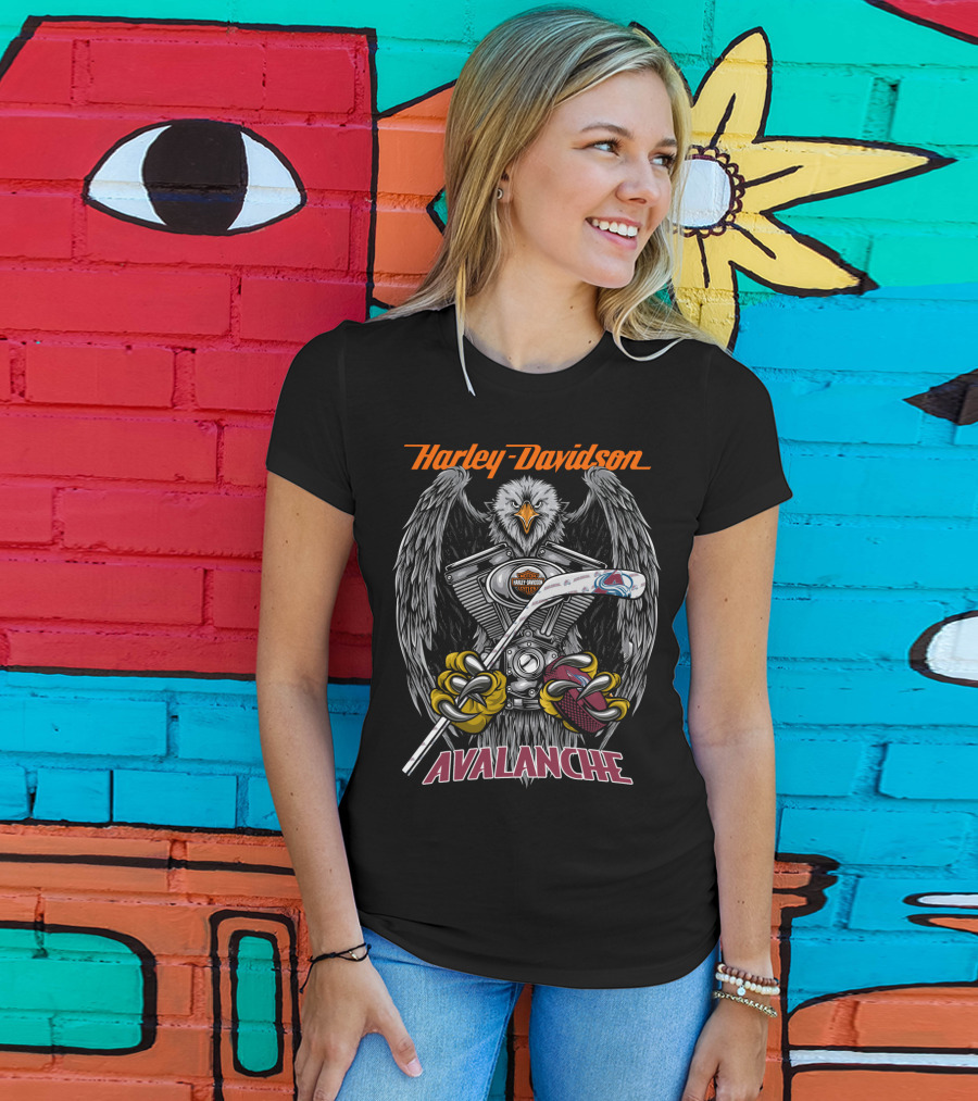 Harley Davidson Avalanche Nhl Eagle Engine Hockey Stick T-Shirt