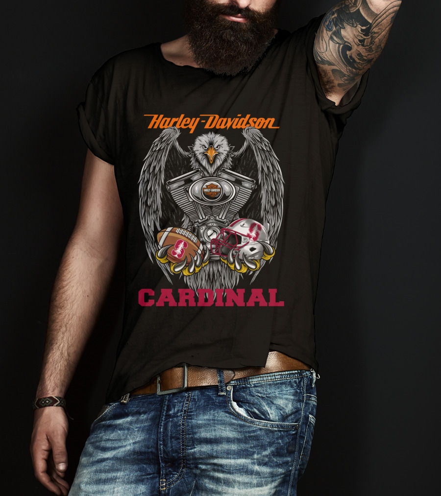Harley Davidson Cardinal Eagle Engine Football Helmet T-Shirt