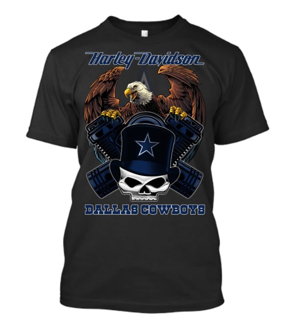 Harley Davidson Eagle Dallas Cowboys Star Skull Nfl 54 Tvl T-Shirt