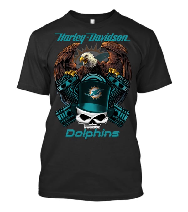 Harley Davidson Dolphins Eagle Skull Nfl T-Shirt