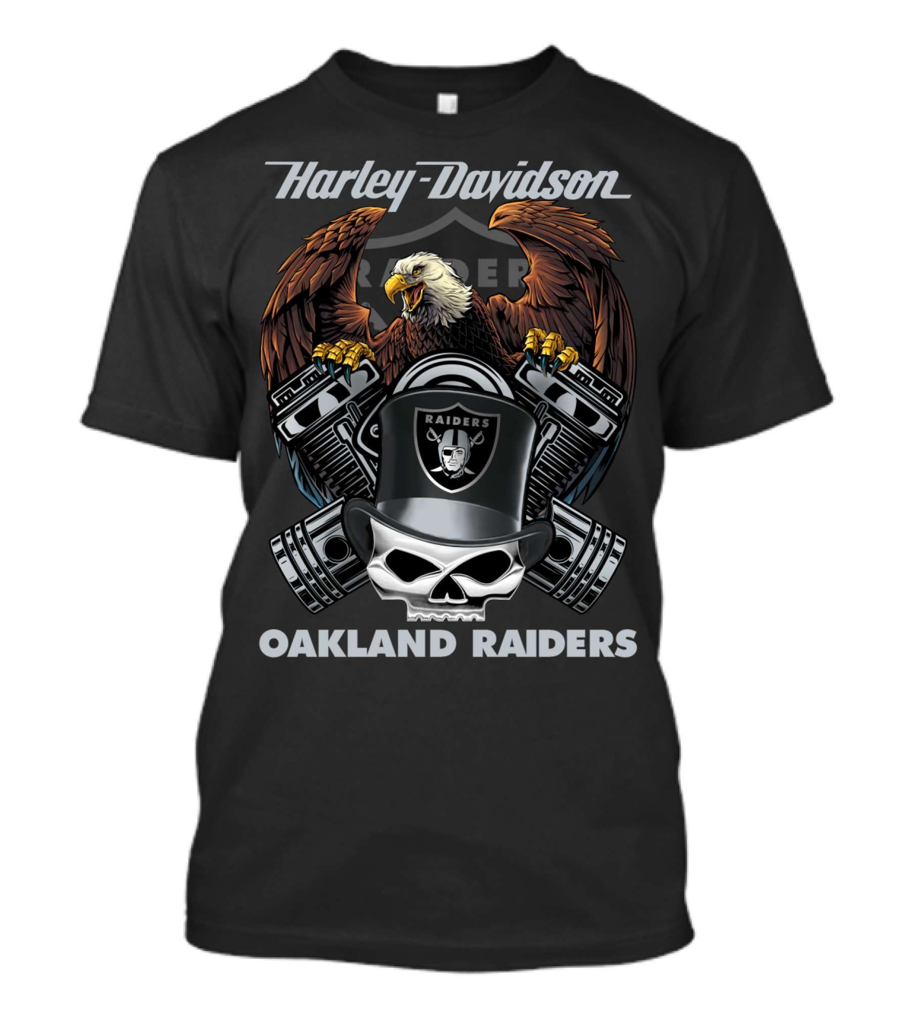 Harley Davidson Oakland Raiders Skull Eagle Motorcycle Nfl T-Shirt
