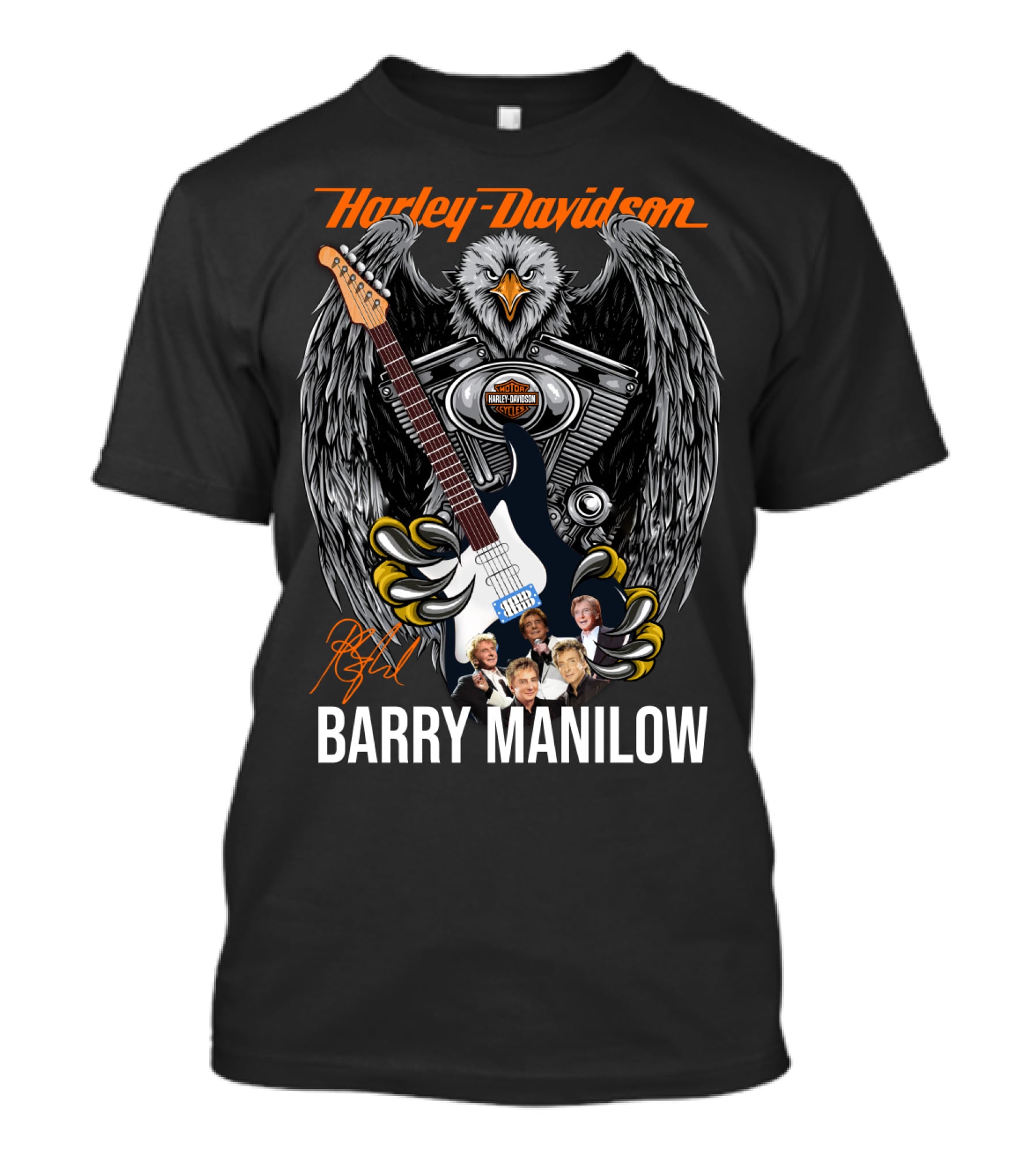 Barry Manilow Harley Davidson Eagle Guitar Artwork T-Shirt