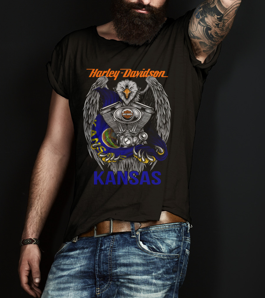 Harley Davidson Eagle Engine Kansas T-Shirt