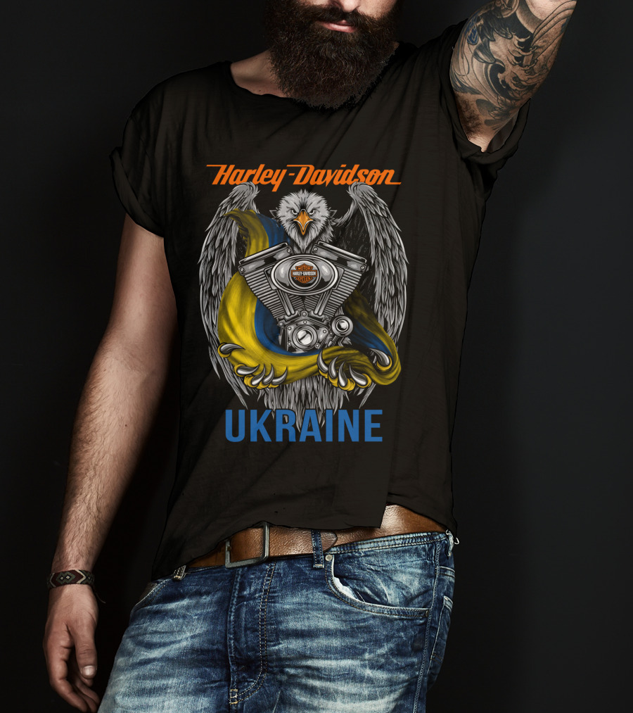 Harley Davidson Ukraine Eagle And Engine T-Shirt