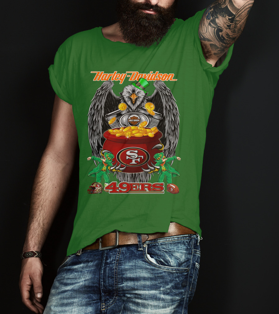 Harley Davidson San Francisco 49ers Nfl 49ers Leprechaun Pot Of Gold T-Shirt