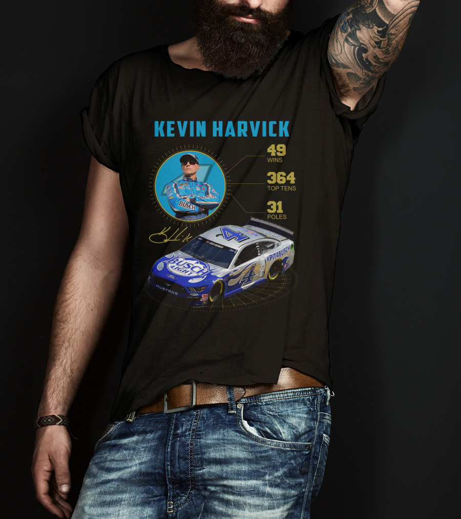 Kevin Harvick Nascar Busch Light 49 Wins 364 Top Tens 31 Poles T-Shirt