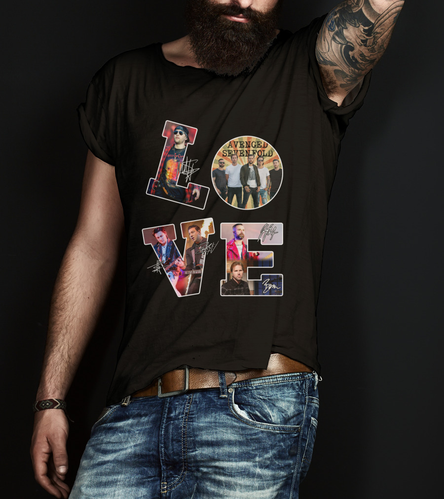 Love Avenged Sevenfold Autographed Band Members Photos T-Shirt