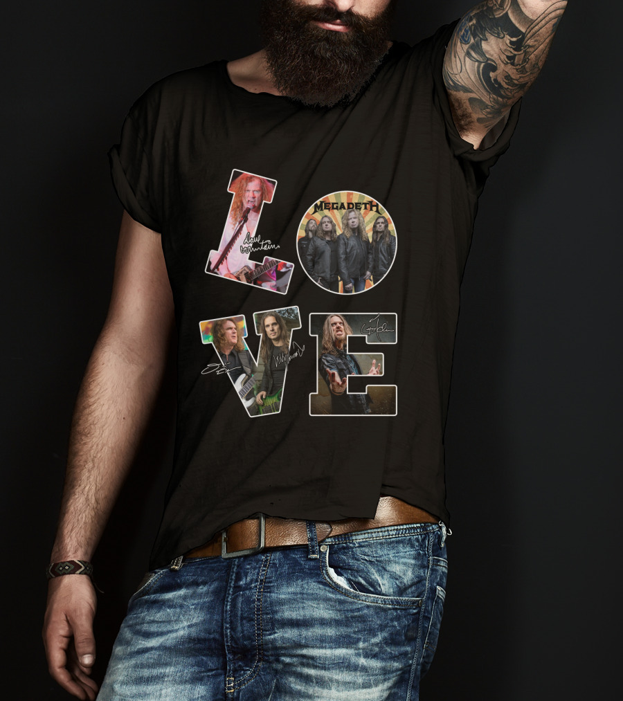Love Megadeth Band Members Signatures T-Shirt