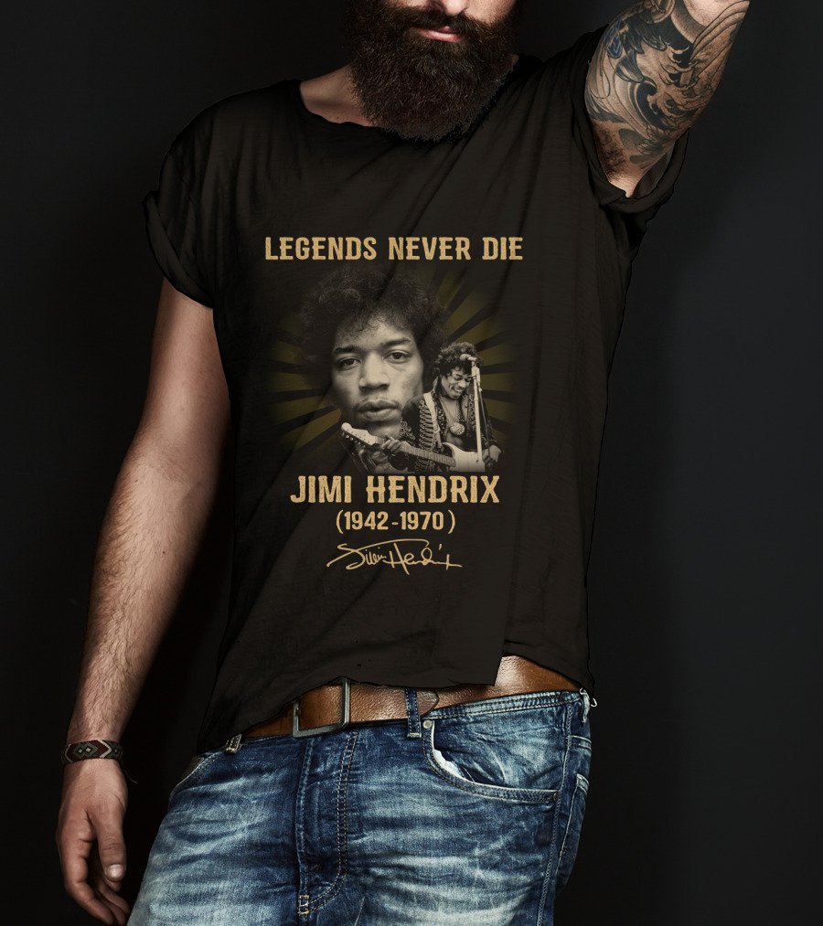 Jimi Hendrix 1942-1970 Legends Never Die Signature T-Shirt